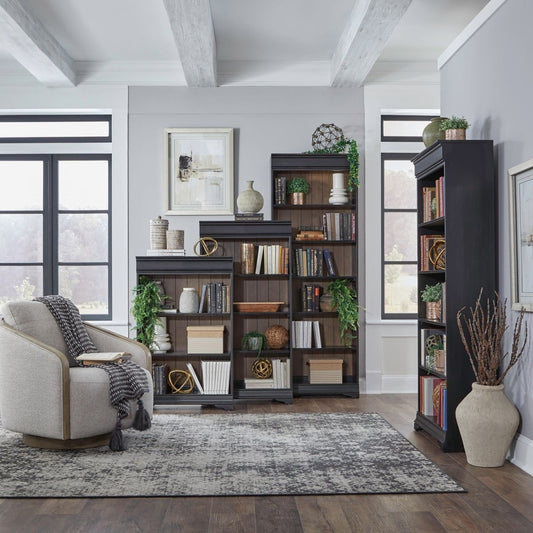 Meritage - Stepped Bookcase Wall - Black 4 Piece Home Office Sets by Liberty Furniture - Walls Furniture & Mattress