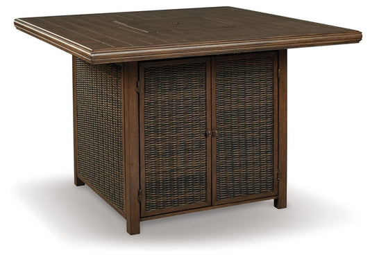 Paradise Trail - Square Bar Table w/Fire Pit - Medium Brown Fire Pits by Signature Design by Ashley® - Walls Furniture & Mattress