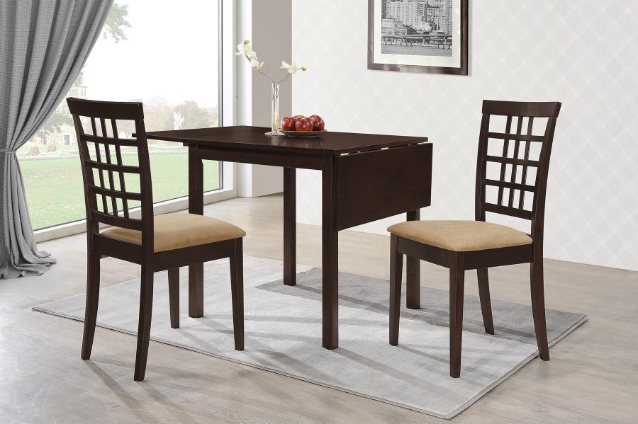 Kelso - 3 Piece Drop Leaf Dining Table Set - Cappuccino 3 Piece Dining Room Sets by CoasterEveryday - Walls Furniture & Mattress