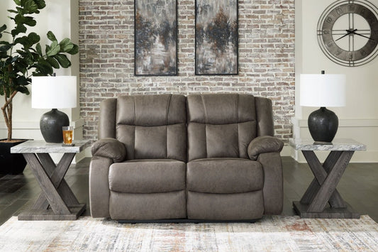First Base - Reclining Loveseat - Gunmetal Reclining Loveseats by Signature Design by Ashley® - Walls Furniture & Mattress