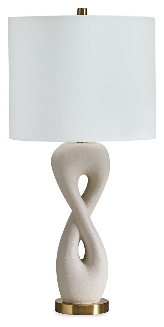 Judrich - White / Gold Finish - Poly Table Lamp Table Lamps by Signature Design by Ashley® - Walls Furniture & Mattress