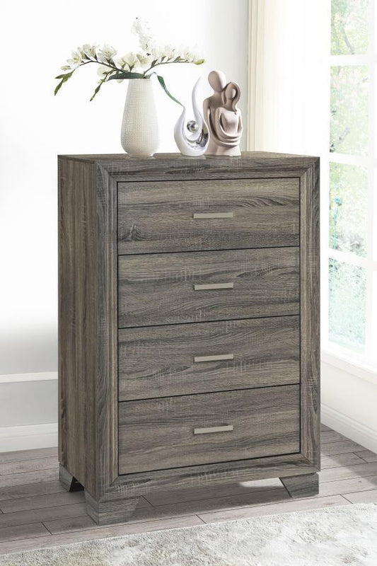 Wright - 4 - Drawer Chest Of Drawers - Brown Oak Accent Chests by Coaster Fine Furniture - Walls Furniture & Mattress