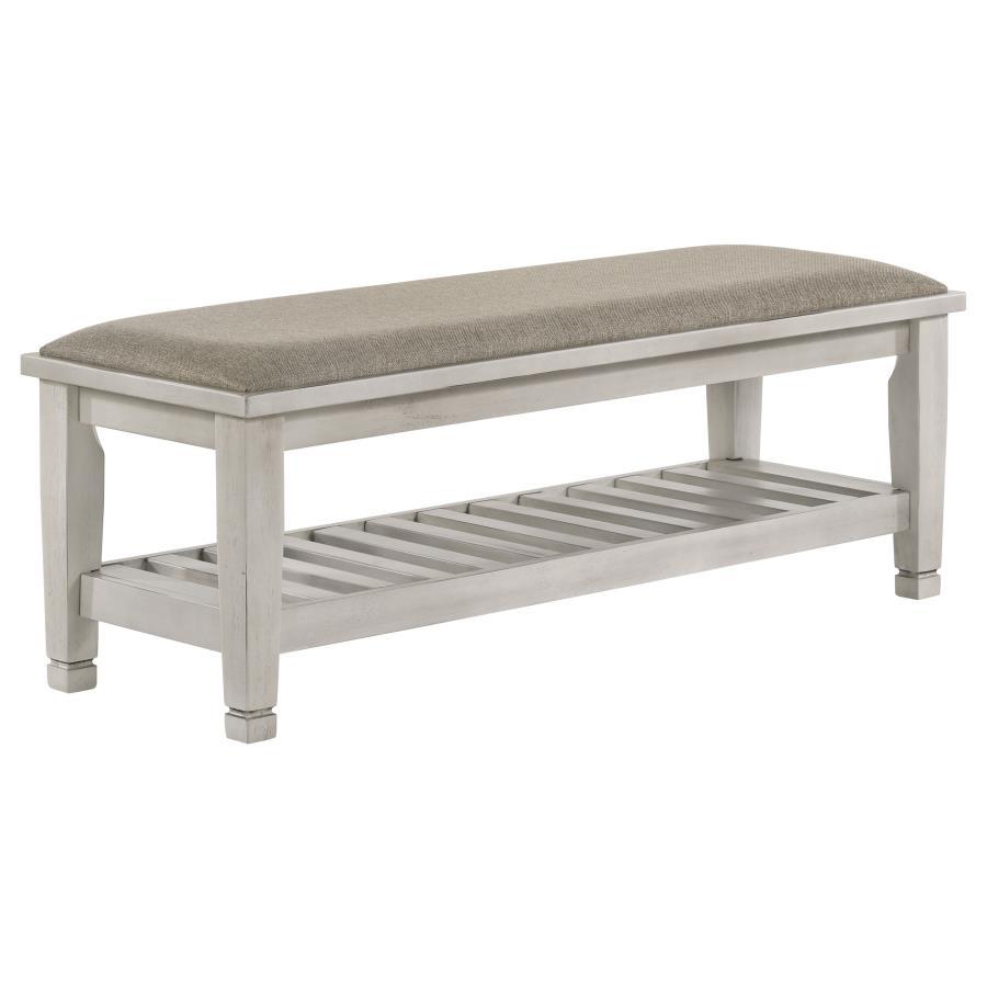 Franco - Fabric Upholstered Bench With Shelf Upholstered Benches by CoasterEssence - Walls Furniture & Mattress