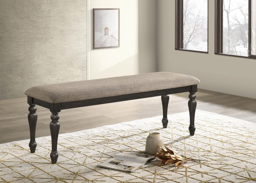 Bridget - Fabric Upholstered Dining Bench - Stone And Charcoal Upholstered Benches by Coaster Fine Furniture - Walls Furniture & Mattress