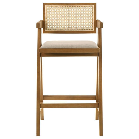 Kane - Woven Rattan Wood Bar Chair (Set of 2) - Light Walnut Stool Sets by Coaster Fine Furniture - Walls Furniture & Mattress
