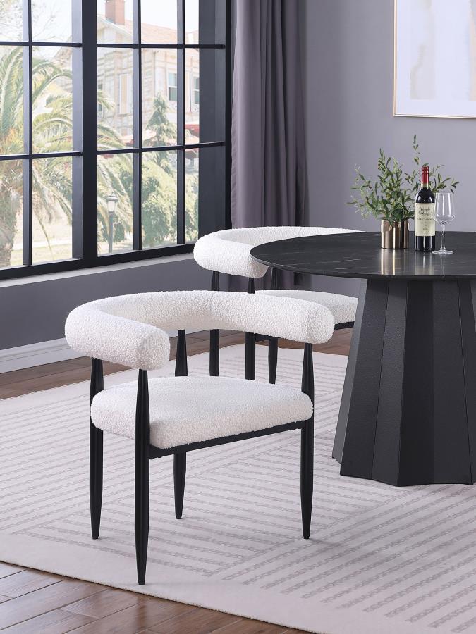 Dunmore - Boucle Upholstered Dining Arm Chair (Set of 2) Chair Sets by Coaster Fine Furniture - Walls Furniture & Mattress