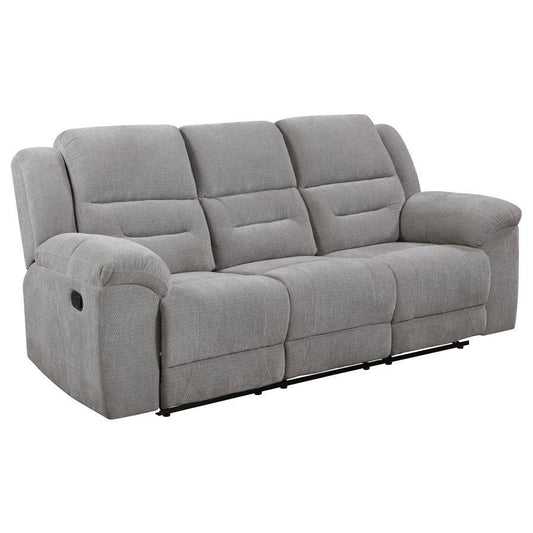 Gilson - Chenille Upholstered Reclining Sofa - Gray Reclining Sofas by Coaster Fine Furniture - Walls Furniture & Mattress