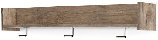 Oliah - Wall Mounted Coat Rack w/Shelf - Natural Wall Mounted Coat Racks by Signature Design by Ashley® - Walls Furniture & Mattress