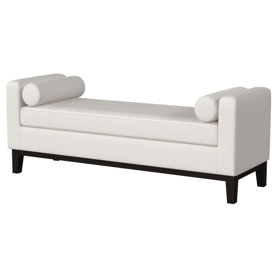 Rosie - Upholstered Accent Bench With Armrests - Vanilla Upholstered Benches by Coaster Fine Furniture - Walls Furniture & Mattress