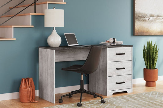 Shawburn - Home Office Desk - White / Dark Charcoal Gray Writing Desks by Signature Design by Ashley® - Walls Furniture & Mattress
