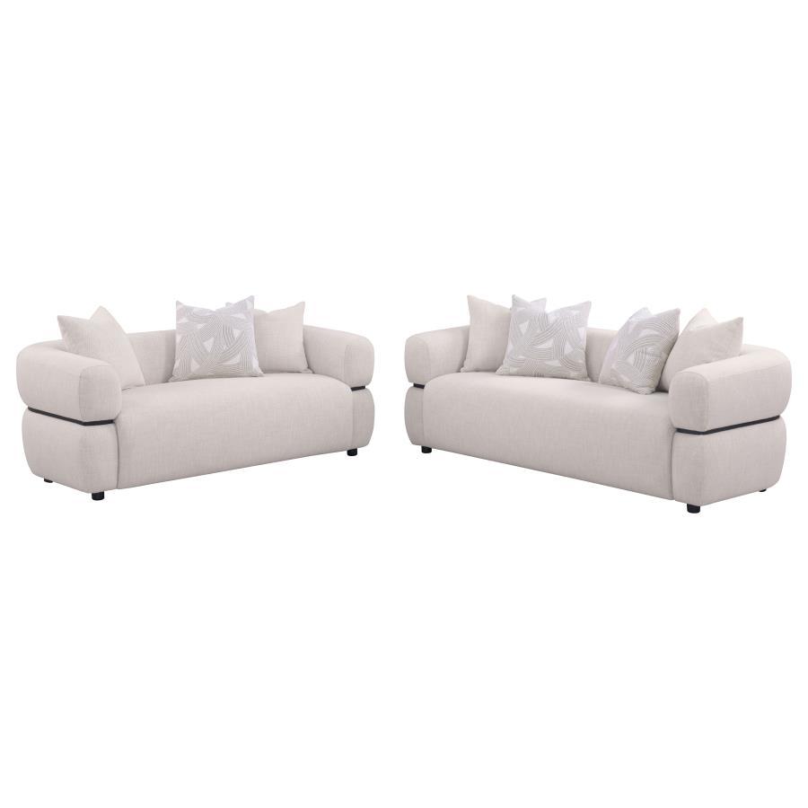 Jeanette - Fabric Upholstered Round Arm Sofa Set Stationary Sofas & Loveseats by Coaster Fine Furniture - Walls Furniture & Mattress