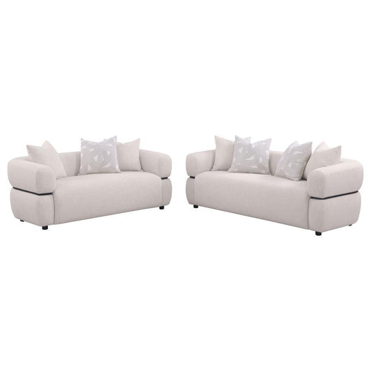 Jeanette - Fabric Upholstered Round Arm Sofa Set Stationary Sofas & Loveseats by Coaster Fine Furniture - Walls Furniture & Mattress