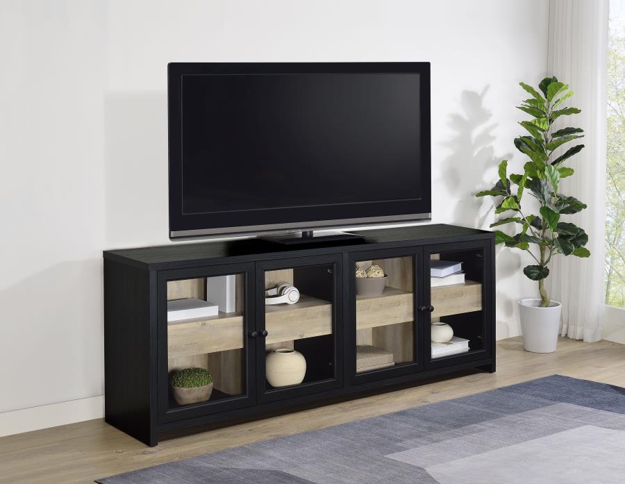 Denison - 79" 4 - Door TV Stand Media Console - Black TV Stands by Coaster Fine Furniture - Walls Furniture & Mattress