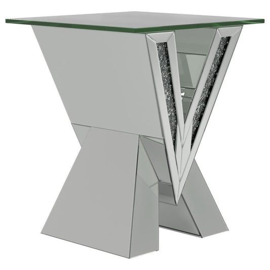 Taffeta - Glass Top Mirrored Acrylic Table End Tables by CoasterElevations - Walls Furniture & Mattress