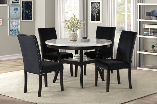 Celeste - Round Dining Table & 4 Chairs - Black 5 Piece Dining Room Sets by New Classic - Walls Furniture & Mattress