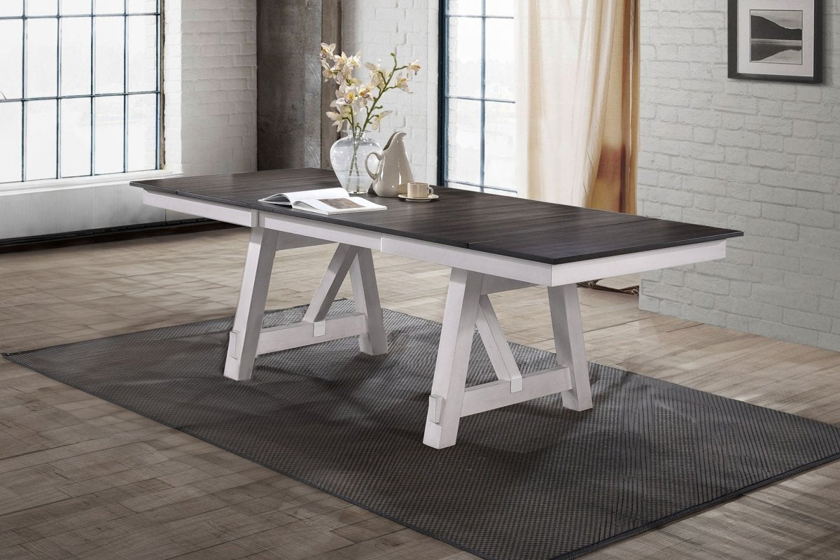 Maisie - Dining Table Top & Base - White / Dark Brown Dining Tables with Extensions by New Classic - Walls Furniture & Mattress