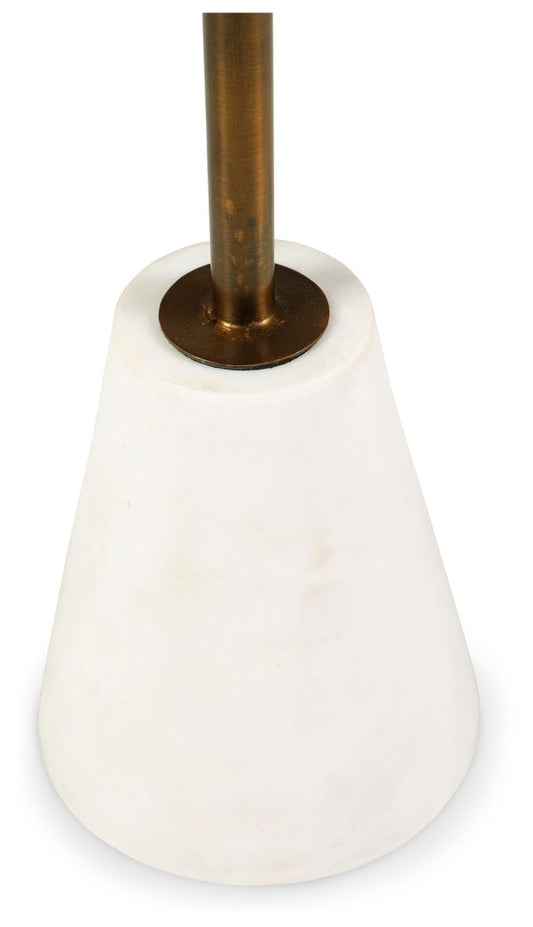 Caramont - Accent Table with White Base - Black / White / Gold Finish Accent Tables by Signature Design by Ashley® - Walls Furniture & Mattress