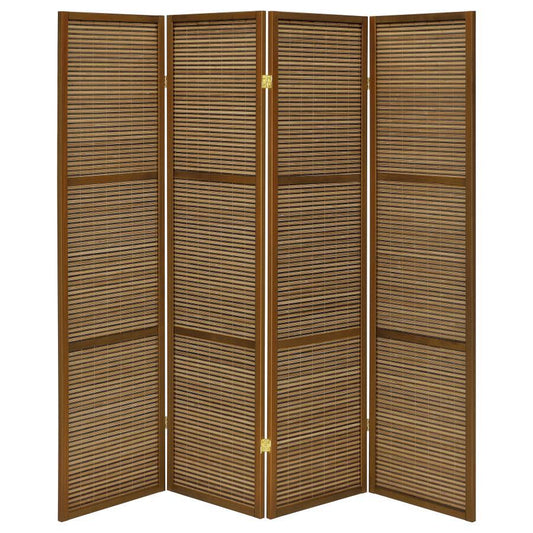 Browning - 4 - Panel Bamboo Room Divider Folding Screen - Walnut Room Dividers by Coaster Fine Furniture - Walls Furniture & Mattress