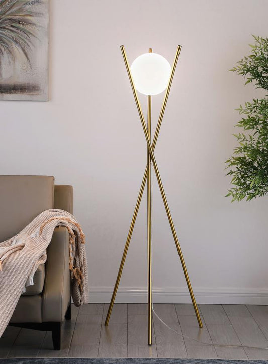 Yamileth - Spherical Bulb Metal Tripod Floor Lamp - Gold Floor Lamps by Coaster Fine Furniture - Walls Furniture & Mattress