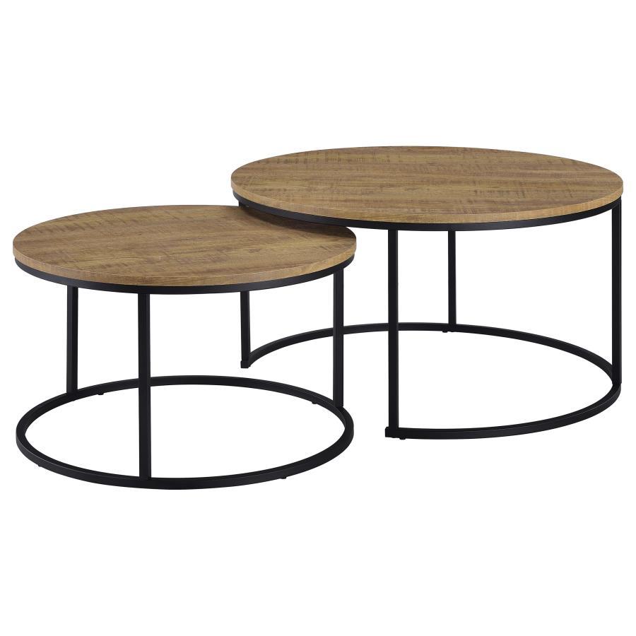 Lainey - 2 Piece Round Nesting Coffee Table - Mango Nesting Tables by Coaster Fine Furniture - Walls Furniture & Mattress