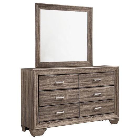 Kauffman - 6 - Drawer Dresser with Mirror Dresser & Mirror by CoasterEveryday - Walls Furniture & Mattress