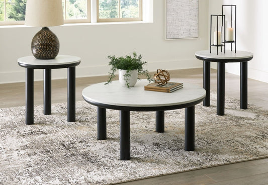 Xandrum - Occasional Table Set (Set of 3) - Black / White Table Sets by Signature Design by Ashley® - Walls Furniture & Mattress