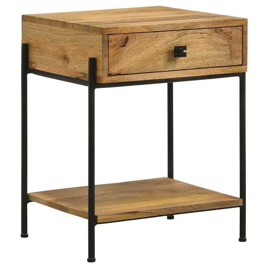 Declan - 1 - Drawer Wood Accent Side Table - Natural Mango Side Tables by CoasterEssence - Walls Furniture & Mattress