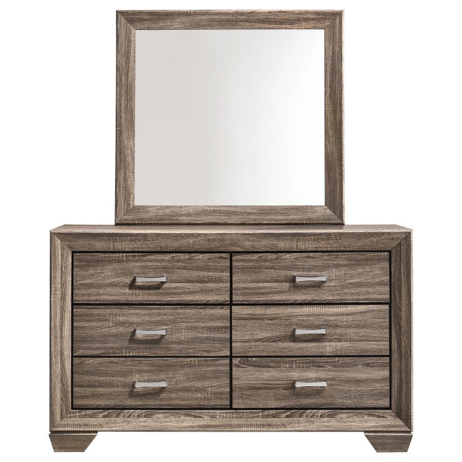 Kauffman - 6 - Drawer Dresser with Mirror Dresser & Mirror by CoasterEveryday - Walls Furniture & Mattress