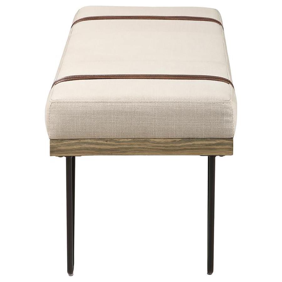Austin - Fabric Upholstered Accent Bench - Beige Upholstered Benches by CoasterEssence - Walls Furniture & Mattress