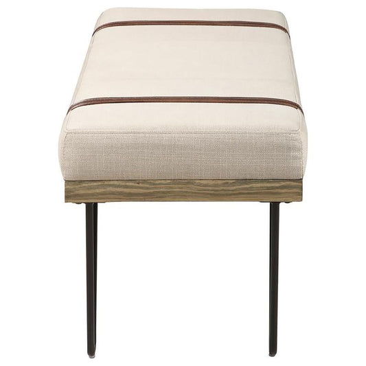 Austin - Fabric Upholstered Accent Bench - Beige Upholstered Benches by CoasterEssence - Walls Furniture & Mattress
