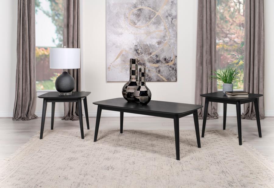 Radley - 3 Piece Rectangular Coffee Table Set - Black Table Sets by Coaster Fine Furniture - Walls Furniture & Mattress
