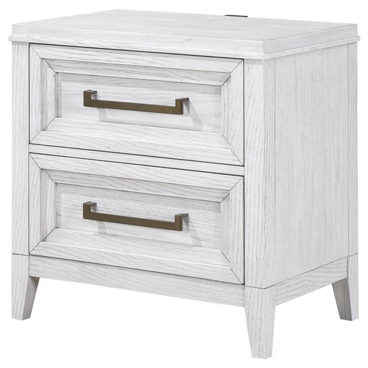 Marielle - 2 - Drawer Nightstand Bedside Table - Distressed White Accent Nightstands by CoasterEveryday - Walls Furniture & Mattress