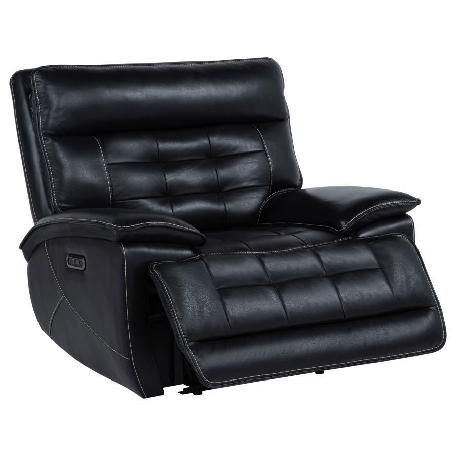 Hewitt - Leather Upholstered Dual Power Recliner Chair - Black Reclining Chairs by Coaster Fine Furniture - Walls Furniture & Mattress