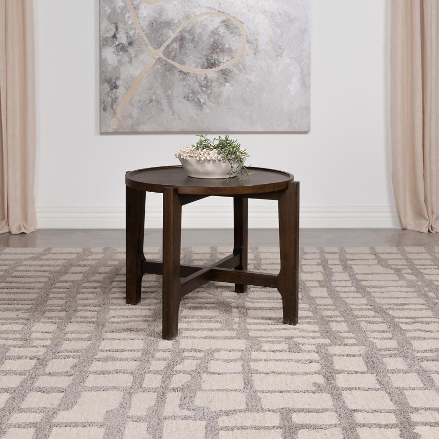 Cota - Round Solid Wood End Table - Dark Brown End Tables by Coaster Fine Furniture - Walls Furniture & Mattress