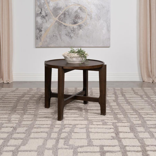 Cota - Round Solid Wood End Table - Dark Brown End Tables by Coaster Fine Furniture - Walls Furniture & Mattress