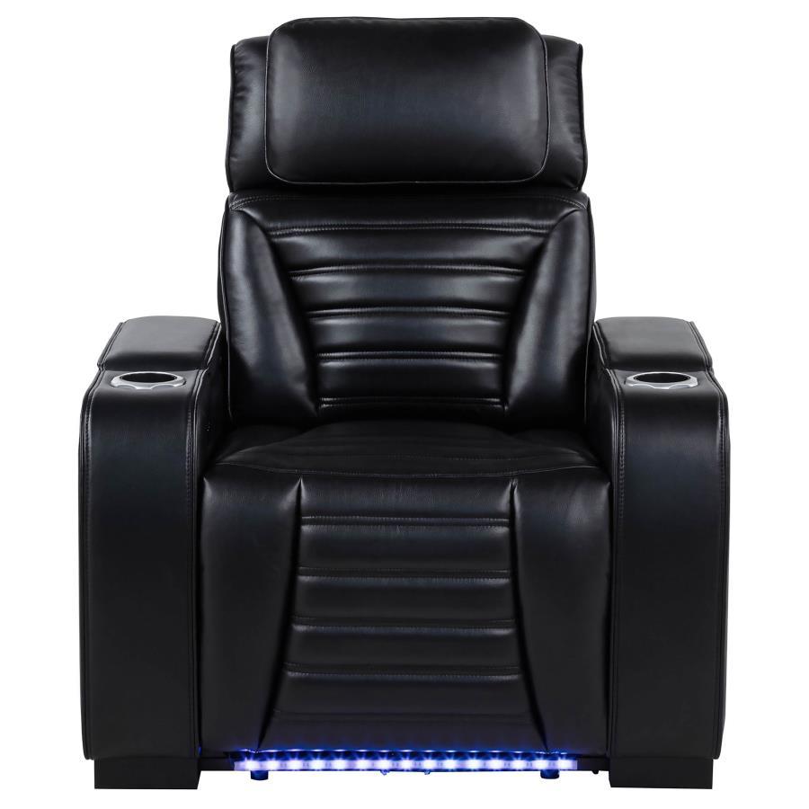 Zuma - Faux Leather Upholstered Dual Power LED Recliner - Black Reclining Chairs by Coaster Fine Furniture - Walls Furniture & Mattress