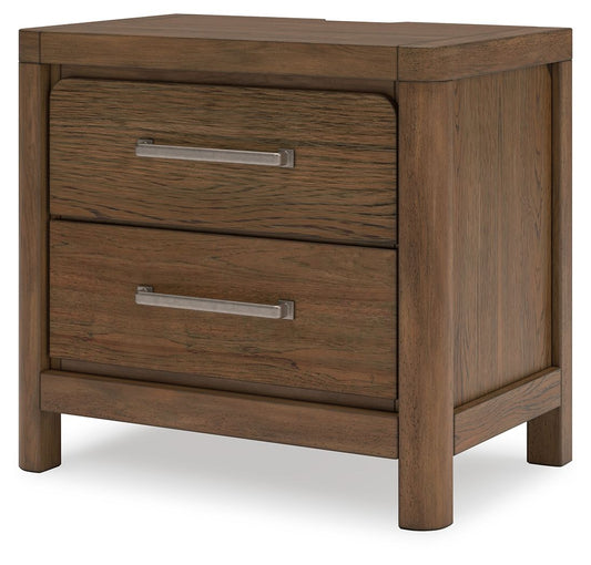 Cabalynn - Two Drawer Night Stand - Light Brown Nightstands w/ Charging Stations by Signature Design by Ashley® - Walls Furniture & Mattress