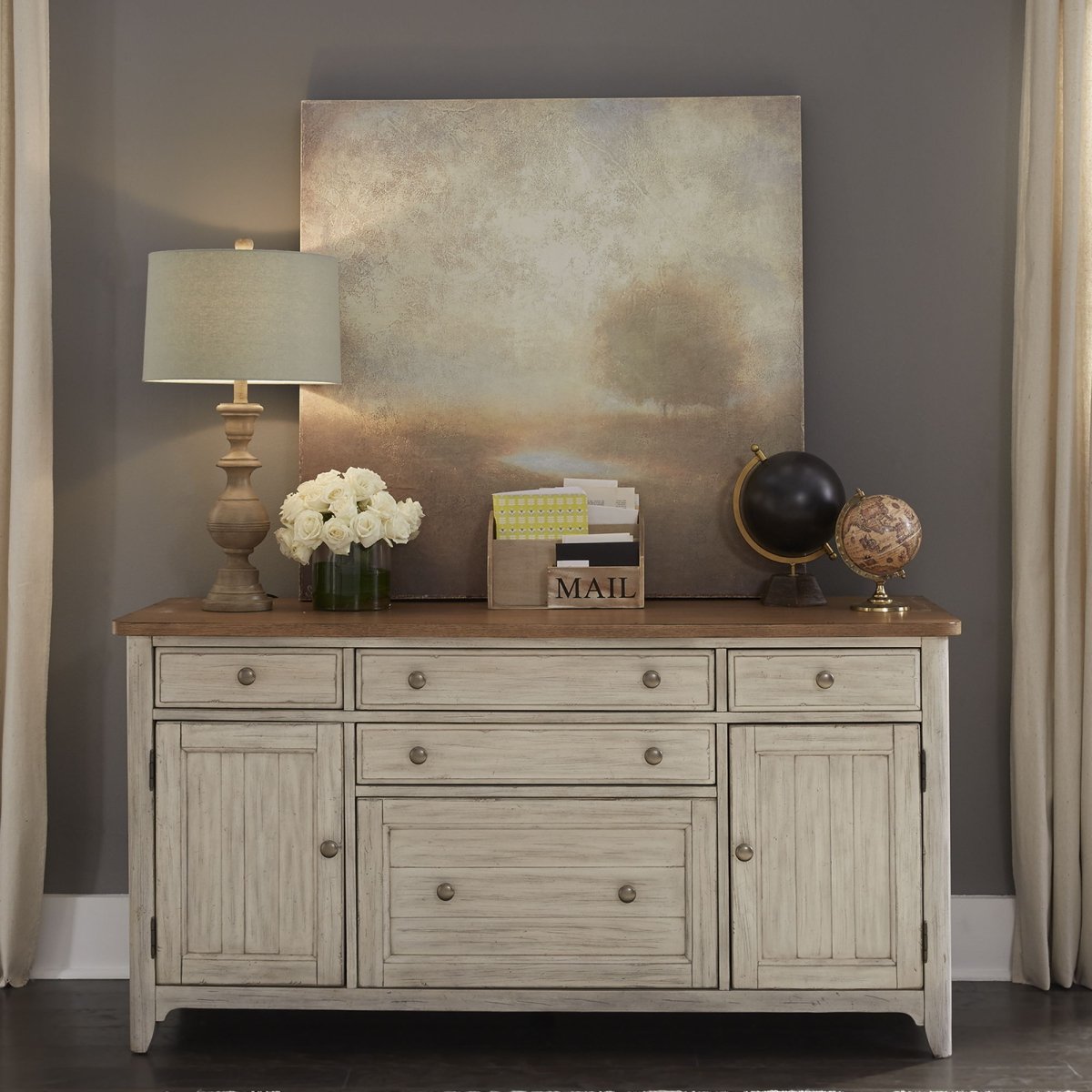 Farmhouse Reimagined - Door Credenza - White Credenzas by Liberty Furniture - Walls Furniture & Mattress