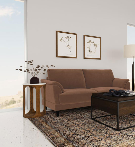 Selma - Velvet Upholstered Crescent Arm Sofa - Rust Stationary Sofas by Coaster Fine Furniture - Walls Furniture & Mattress