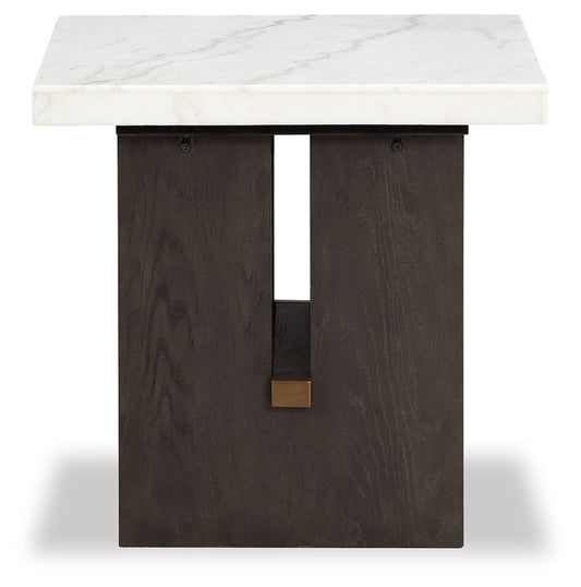 Burkhaus - Rectangular End Table - White / Dark Brown End Tables by Signature Design by Ashley® - Walls Furniture & Mattress