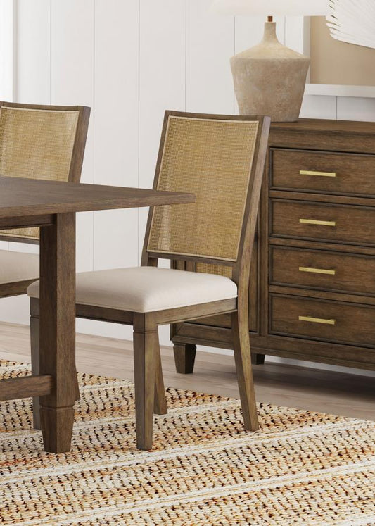 Matisse - Woven Rattan Back Dining Side Chair Brown (Set of 2) - Dark Brown Chair Sets by Coaster Fine Furniture - Walls Furniture & Mattress