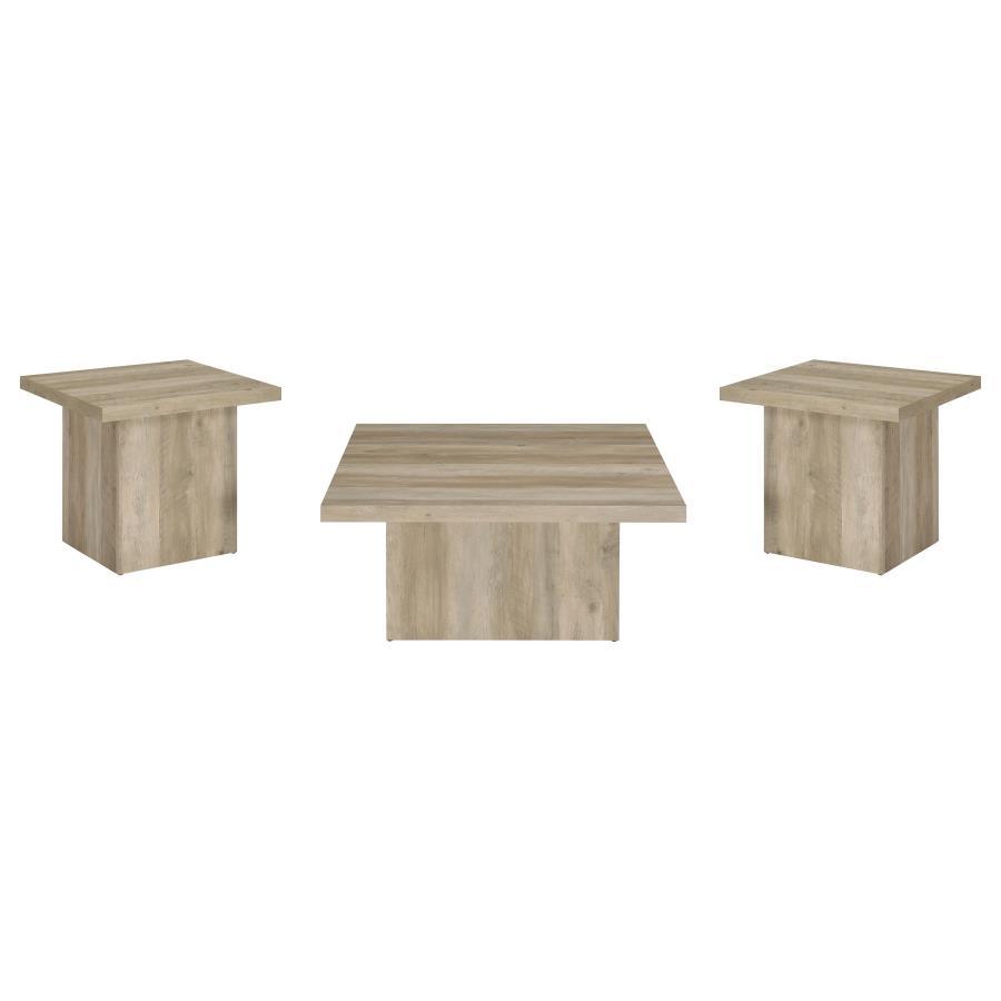 Devar - Square Coffee End Table Set - Distressed Pine Table Sets by Coaster Fine Furniture - Walls Furniture & Mattress