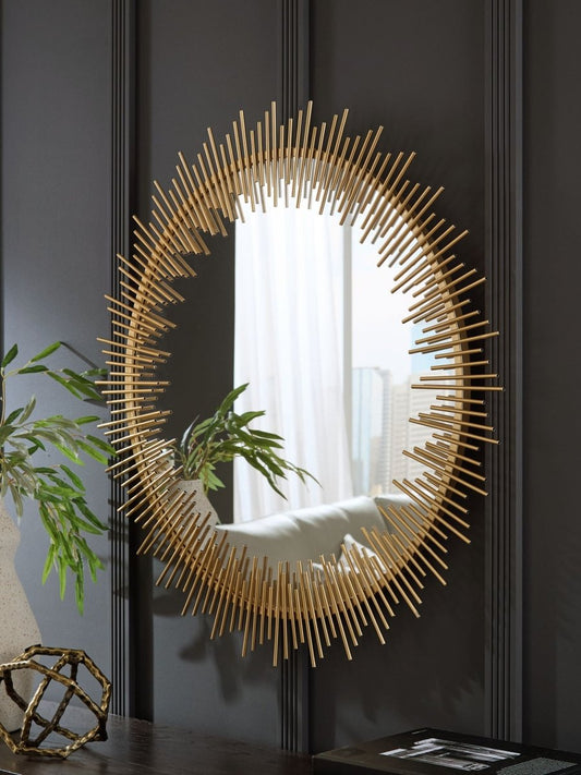 Wainport - Gold Finish - Accent Mirror Accent Mirrors by Signature Design by Ashley® - Walls Furniture & Mattress