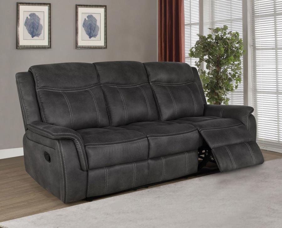 Lawrence - Upholstered Padded Arm Reclining Sofa - Charcoal Reclining Sofas by CoasterEveryday - Walls Furniture & Mattress