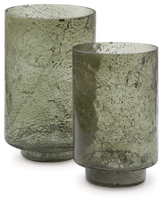 Clarkton - Candle Holder Set (Set of 2) - Green Candles & Holders by Signature Design by Ashley® - Walls Furniture & Mattress