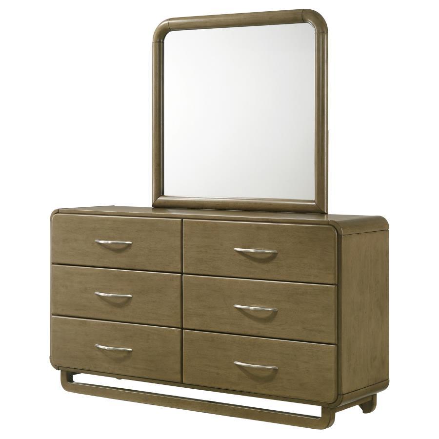Amsbury - 6 - Drawer Dresser And Mirror - Nutmeg Dresser & Mirror by Coaster Fine Furniture - Walls Furniture & Mattress
