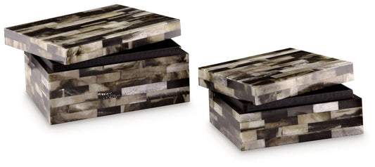 Ellford - Box Set (Set of 2) - Black / Brown / Cream Baskets & Boxes by Signature Design by Ashley® - Walls Furniture & Mattress