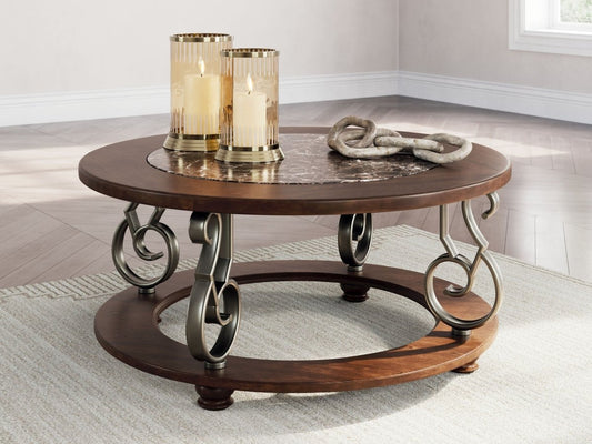 Frallyn - Round Cocktail Table - Dark Brown Coffee Tables by Signature Design by Ashley® - Walls Furniture & Mattress