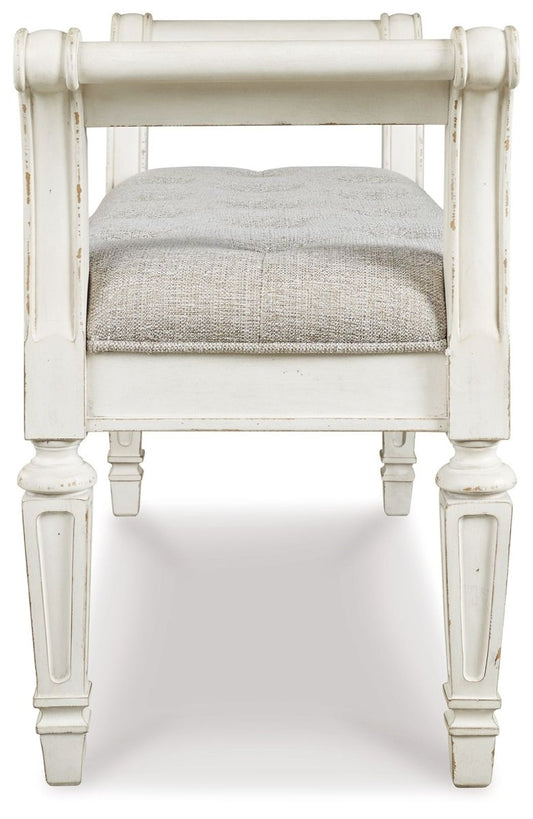 Realyn - Accent Bench - Antique White Accent Benches by Signature Design by Ashley® - Walls Furniture & Mattress