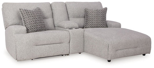 Acklen Place - 4 Pc. - 3 - Piece Power Reclining Sectional Sofa With Raf Chaise, Wide Seat Power Recliner - Pewter 4 Piece Living Room Sets by Signature Design by Ashley® - Walls Furniture & Mattress